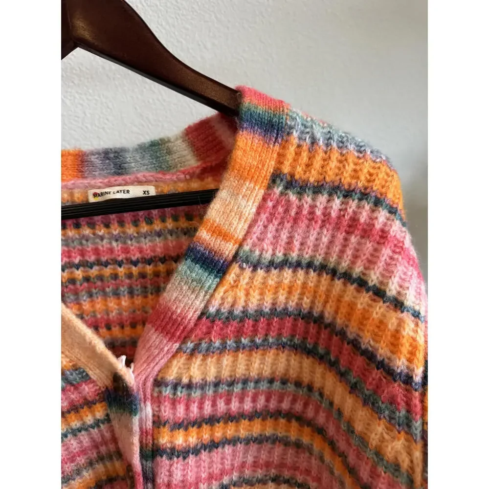 Marine Layer Dream Yarn Crop Cardigan Warm Stripe XS NWT